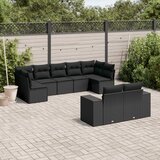 Maison Chic Seti vrtnega pohištva - Vrtna garnitura - Vrtni pohištvo set 9-delna z blazinami črn poli ratan, (21806590) | Shoptok.si