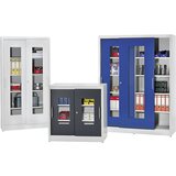 mauser omara z drsnimi vrati in kontrolnimi okenci, 4 police vxš 1950 x 1000 mm, globina 500 mm, vrata svetlo siva | Shoptok.si