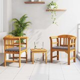  Set za odmaranje u vrtu s jastukom 3 pcs Čvrsto drvo akacije | shoptok.hr