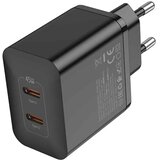 hoco. Zidni punjač Streamer (N35) - Dual Port 2x Type-C PD45W - crni | shoptok.hr