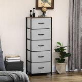 HOMCOM Komoda s 5 predali v industrijskem slogu, komoda za spalnico s snemljivimi predali iz blaga, les in jeklo, 45x30x116cm, (20755425) Cene