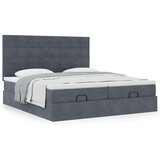 vidaXL Otomanski posteljni okvir z vzmetnicami siv 200x200cm žamet | Shoptok.si