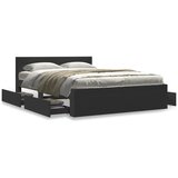 vidaXL Posteljni okvir z vzglavjem črn 140x200 cm inženirski les | Shoptok.si