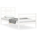 Maison Chic Posteljni okvir - Enojna postelja - Postelja za odrasle z vzglavjem bel trden les-J15865, (21764737) Cene