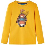 vidaXL Otroška majica z dolgimi rokavi oker 140 | Shoptok.si
