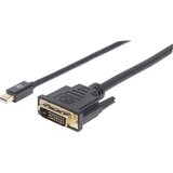 Manhattan Mini-DisplayPort / DVI adapterski kabel Mini DisplayPort utikač, DVI-D 24+1-polni utikač 1.80 m crna 152150 zaštićen s folijom, okrugli, UL certificiran, pozlaćeni kontakti DisplayP Cijene