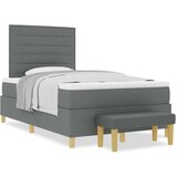  Krevet s kutijom s madracem i klupom Tamno sivo 120x190 cm Tkanina | shoptok.hr