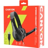 Canyon slušalke CHSU-1 basic PC headset with microphone, USB plug, leather pads, Flat cable length 2.0m, 160*60*160mm, 0.13kg, Black; - CNS-CHSU1B | Shoptok.si