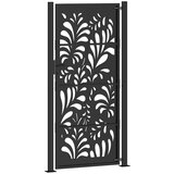 vidaXL Vrtna vrata crna 105x205 cm čelični valoviti dizajn | shoptok.hr