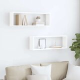  Kockaste zidne police 2 kom bijele 80 x 15 x 26,5 cm drvene | shoptok.hr