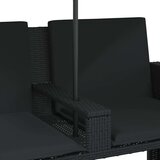  Vrtni dvosjed sa suncobranom i tabureima crni od poliratana | shoptok.hr