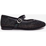Boto Embellished Women's Ballerinas With Strap And Buckle Black Avirae | shoptok.hr