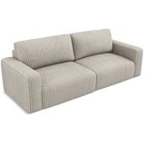 Makamii Bež raztegljiva/s prostorom za shranjevanje sedežna garnitura iz rebrastega žameta 252 cm Kona – | Shoptok.si