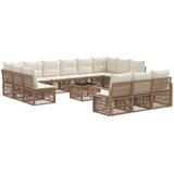 vidaXL Vrtna sedežna garnitura 14 pcs Bež poli ratan, (5000269551) | Shoptok.si