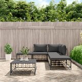The Living Store Vrtna garnitura 6-delna z blazinami antracit poli ratan - Vrtna Sedežna Garnitura, (21478537) | Shoptok.si