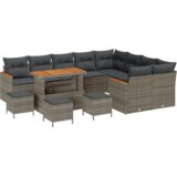 vidaXL 13-delni set vrtnih kavčev s blazinami siva poli ratan | Shoptok.si
