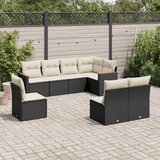 8-dijelni set vrtnih sofa od poliratana s jastucima crni | shoptok.hr