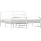 Metalni okvir kreveta uzglavlje i podnožje bijeli 200x200 cm | shoptok.hr