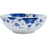 Maison Chic Umivalnik - Kopalna umivalnik - Lavabo Nadpultni bel in moder okrogel Φ41x14 cm keramika, (21684751) | Shoptok.si