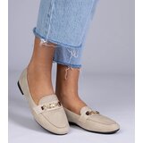 Gemre Beige matte-finish loafers with gold decoration Gloriasa | shoptok.hr