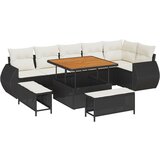 vidaXL 9-dijelni set vrtne sofe s jastučićima crni poli rattan akacija, 3-dijelni set vrtne blagovaonice s jastučićima crni poli rattan akacija | shoptok.hr