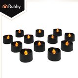 Ruhhy LED čajne svijeće s efektom plamena, 12 kom, crne | shoptok.hr