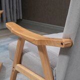  Fotelja skandinavskog dizajna do 120 kg baršunasti izgled puno drvo 68 cm x 74 cm x 82 cm prirodna + siva | shoptok.hr