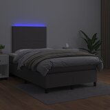 Krevet box spring s madracem LED sivi 120x200cm od umjetne kože | shoptok.hr
