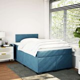 vidaXL Box spring postelja z vzmetnico temno moder 120x190 cm žamet | Shoptok.si