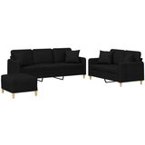  3-dijelni set sofa s jastucima crni od mikrovlakana | shoptok.hr