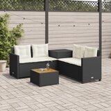 The Living Store Vrtni kavč z mizo in blazinami v obliki črke L črn poli ratan - Vrtni Kavč, (21476219) | Shoptok.si