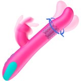 Happy Loky Pluto Rabbit Vibrator & Rotator Watchme Wireless Technology Compatible Pink Cene