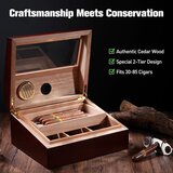 Venisymlis Dvoslojni Humidor iz Cedre, Velika Kapaciteta, za 30–80 Cigar, Darilo za Moške, (22060731) | Shoptok.si