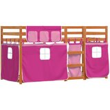 vidaXL Krevet na kat sa zavjesama ružičasti 90 x 200 cm od borovine | shoptok.hr