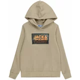 Jack & Jones Sweater majica 'LOGAN' tamno bež / kaki / narančasta / crna
