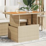 vidaXL Vrtna miza bež 100x55x73 cm poli ratan in akacijev les | Shoptok.si