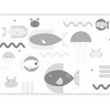  Foto tapeta - Minimalist grey ocean - geometric fish in water for children 250x175 Vodootporna | shoptok.hr