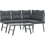 vidaXL 3-dijelni set vrtnih klupa s jastucima crni čelični | shoptok.hr