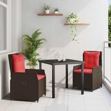 vidaXL Komplet za jedilnico v vrtu 3 pcs Rjava Poly ratan Cene