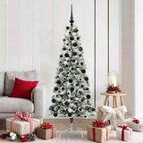 vidaXL Umjetno božićno drvce s nogom Zelena i bijela 180 cm PVC | shoptok.hr