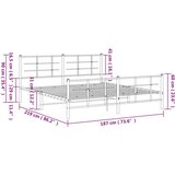 vidaXL Metalni okvir kreveta uzglavlje i podnožje bijeli 183x213 cm | shoptok.hr