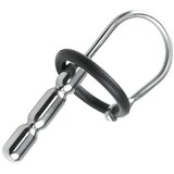 SuperLove Stainless Steel Penis Plug Cum Stopper with Silicone Glans Ring Cene