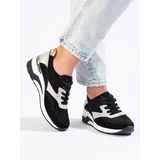 SHELOVET Leather wedge sneakers black