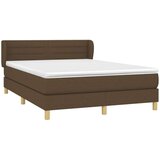  Box spring postelja z vzmetnico temno rjava 140x200 cm blago, (20726639) | Shoptok.si