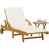 Maison Chic Ležalnik - Sončna ležalnik z blazino in mizico trden akacijev les, (22043429) | Shoptok.si
