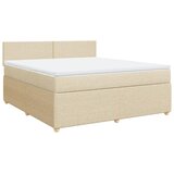 vidaXL Box spring postelja z vzmetnico krem 180x200 cm blago, (21305441) | Shoptok.si
