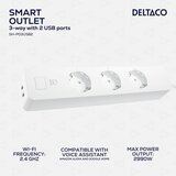 Deltaco SMART HOME Podaljšek, WiFi 2.4GHz, 3xCEE 7/3, 2xUSB-A, 13A, 220-240V, 1.5m, BELO | Shoptok.si