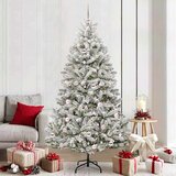 vidaXL Umestno božično drevo Zelena in Bela 210 cm PVC in kovina | Shoptok.si