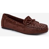 Boto Embellished Women's Loafers Made of Eco Suede Brown Prissine | Shoptok.si
