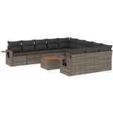 Maison Chic Seti vrtnega pohištva - Vrtna garnitura - Vrtni pohištvo set 12-delna z blazinami siva poli ratan, (21810128) | Shoptok.si